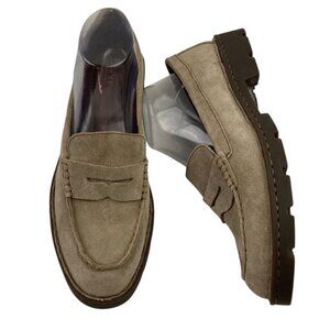 *Born Penny Loafer Women Size 9.5 Taupe Suede Leather Comfort Casual Academia